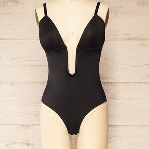 Malibu | Black Plunging Neckline Bodysuit